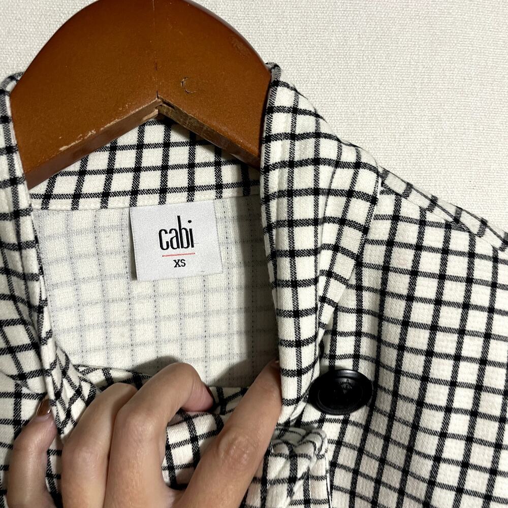 Cabi Grid Print Asymmetrical Button Up Jacket Bla… - image 3